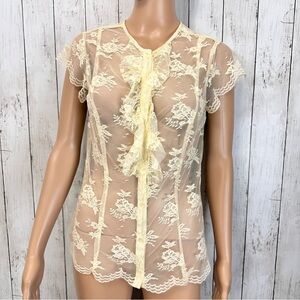 Vintage WD NY lace off white button up blouse
